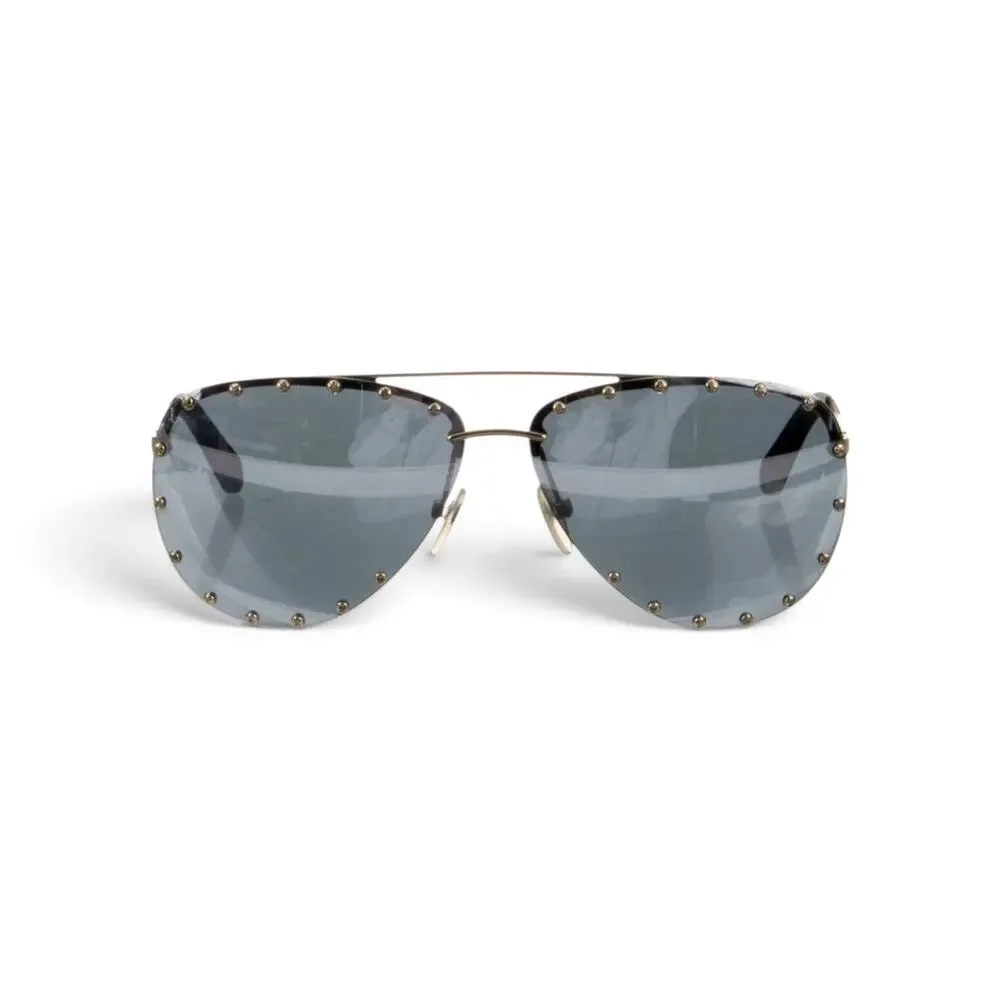 Louis Vuitton Metallic Gold-tone Aviator Mirrored Sunglasses